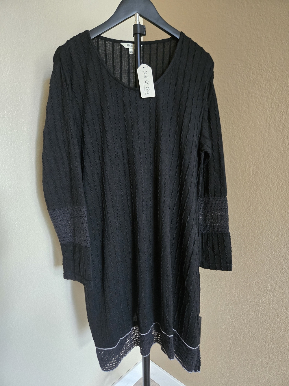 Yak N Yeti Textured Knit Tunic Dress